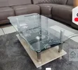 Modern Glass Coffee Table with Lower Shelf - 1