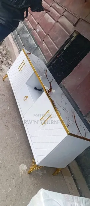 White Gold TV Stand with LED Lights