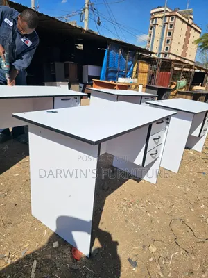 Boss Office Products White Rectangular Desk with Drawers