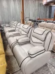 Semi Recliner Sofa - White Microfiber - 2