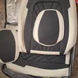 Beige & Navy Blue Synthetic Leather 5 Seater Covers - 2