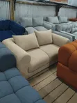 Modern Curved Sofa with Wooden Accent Legs - 3