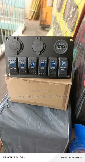 6-Gang Rocker Switch Panel with Digital Voltmeter