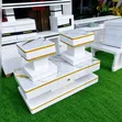 Coffee Table with 2 Stools - Gold & White - 1