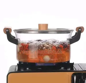 Borosilicate Cooking Pot na Mshiko wa Mianzi
