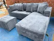 7 Seater L-Shaped Sectional Sofa - Grey Velvet - 1