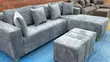 7 Seater L-Shaped Sectional Sofa - Grey Velvet - 3