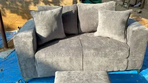 Grey 2-Seater Sofa with Ottoman - Brand New