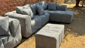 Seti ya Sofa ya L-Shape Nyeusi ya Viti 5