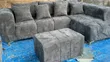 5 Seater Grey L-Shaped Sofa with Ottoman - 2