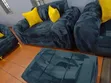 Dark Grey 2-Seater Sofa with Yellow Pillows - 2