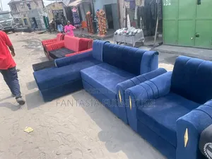 Kochi ya Sehemu ya L-Shape ya Njano ya Viti 5 + Kiti cha Mkono