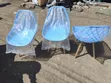 Blue Wire-Design Plastic Dining Chairs - 1